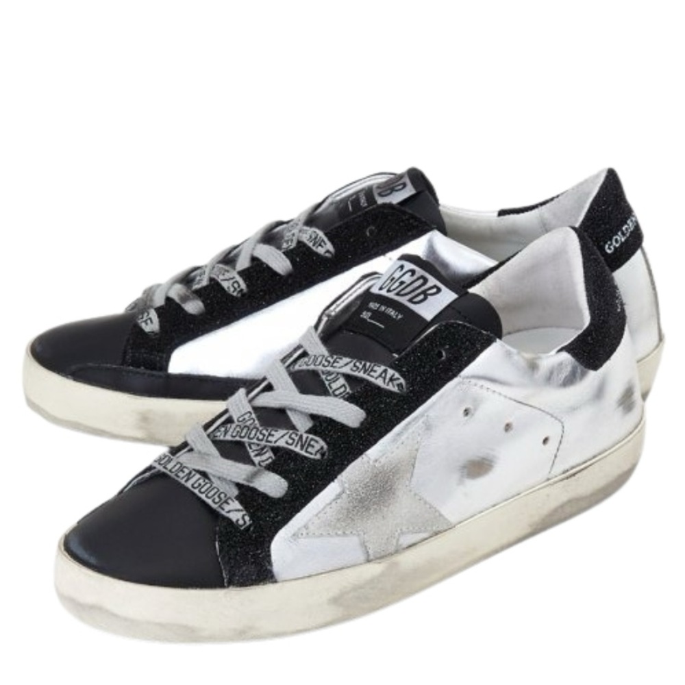 Golden Goose Superstar 38 Silver, Black Glitter & Ice Sneakers 38 (With Box) EUC
